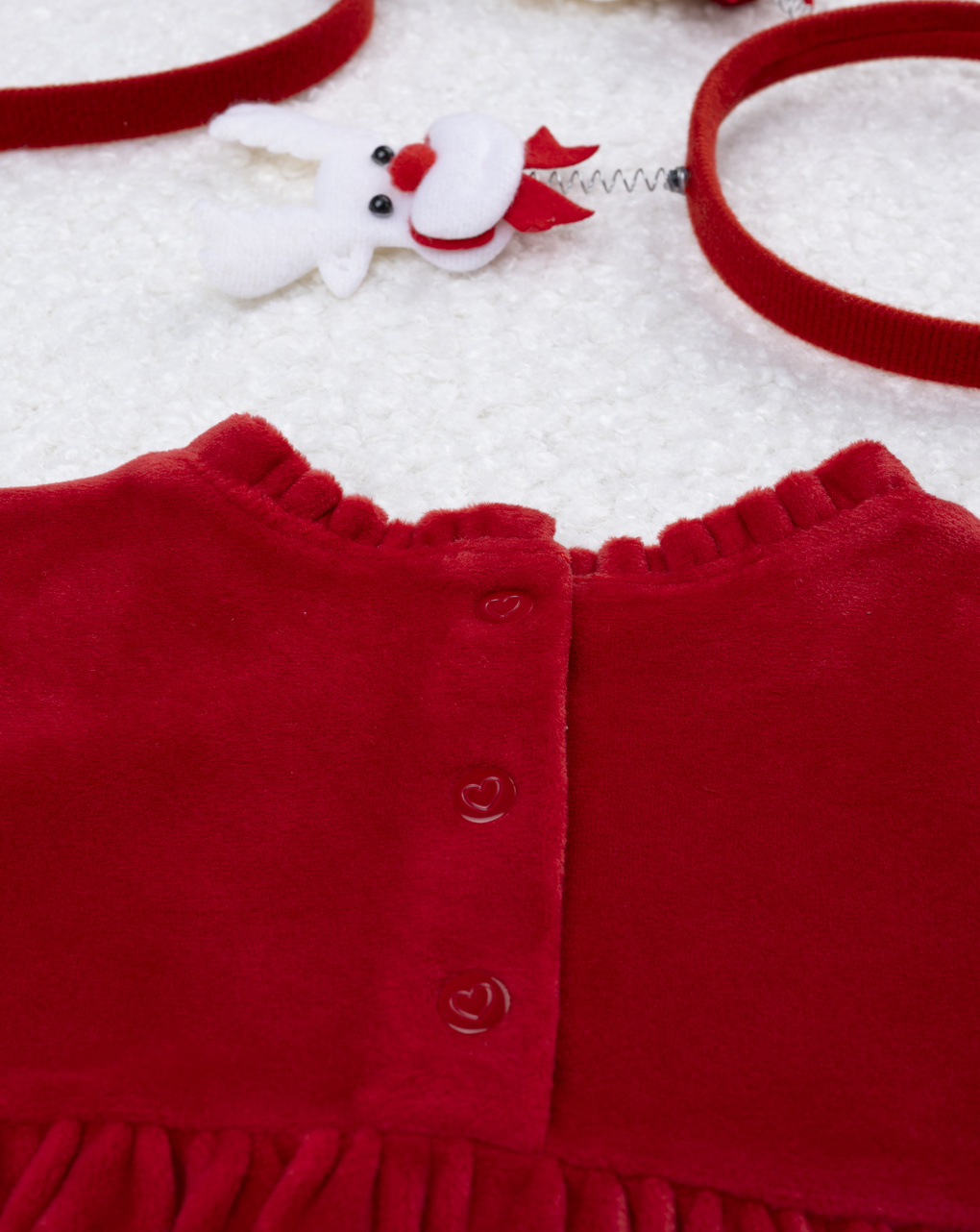 Abito bimba rosso ricami natale