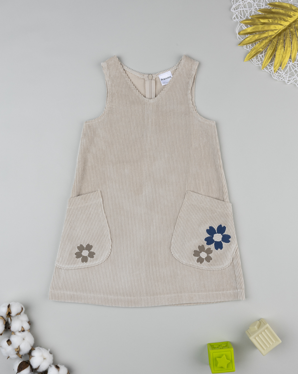 Salopette bimba beige con fiori
