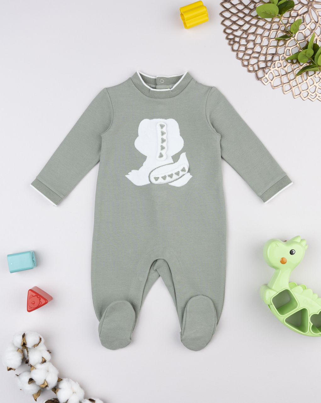 Tutina neonato verde dinosauro