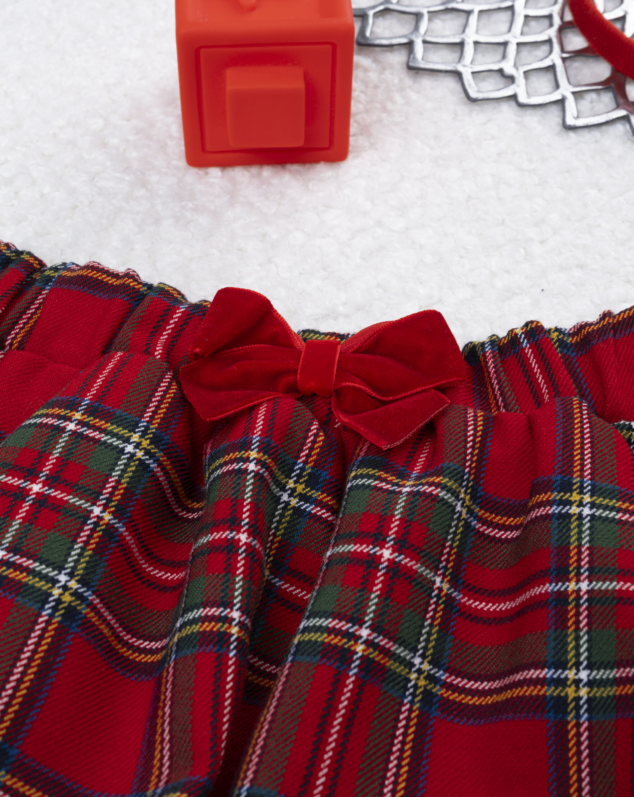 Gonna tartan bimba fiocco e paillettes