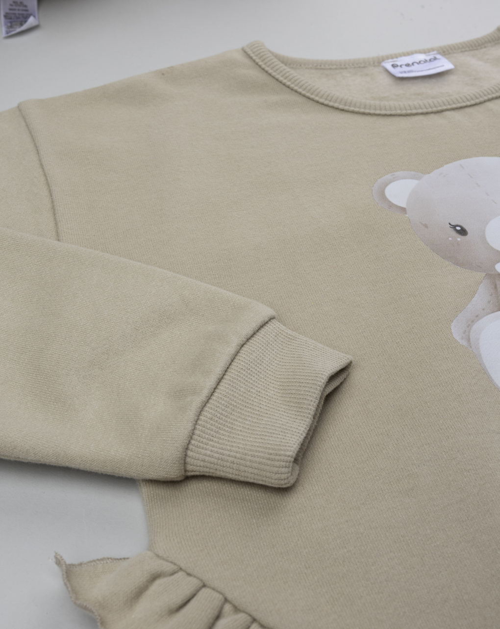 Jogger bambina beige/blu con stampa