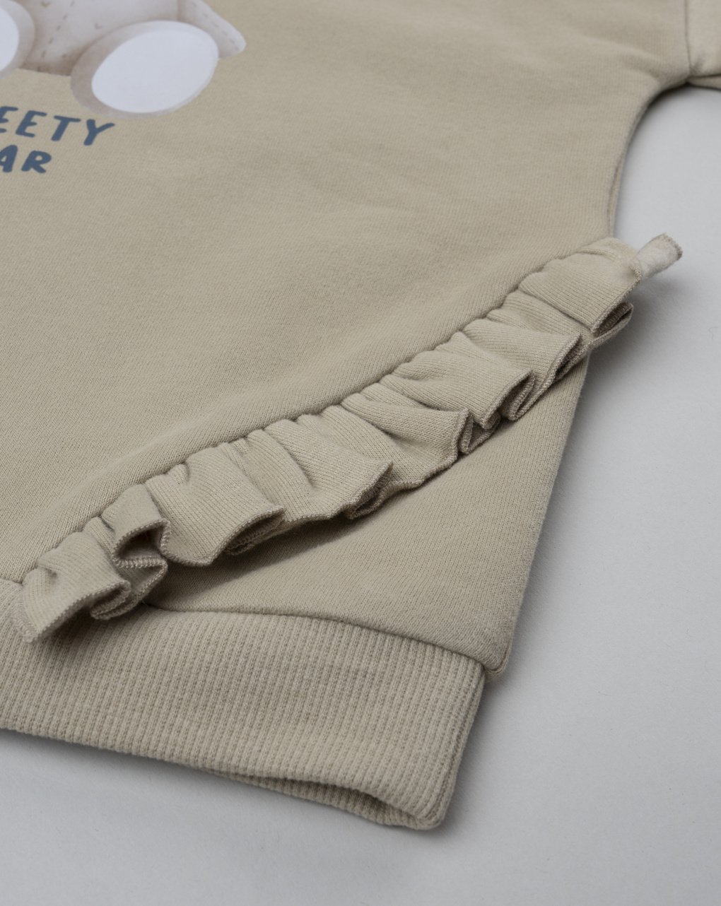 Jogger bambina beige/blu con stampa