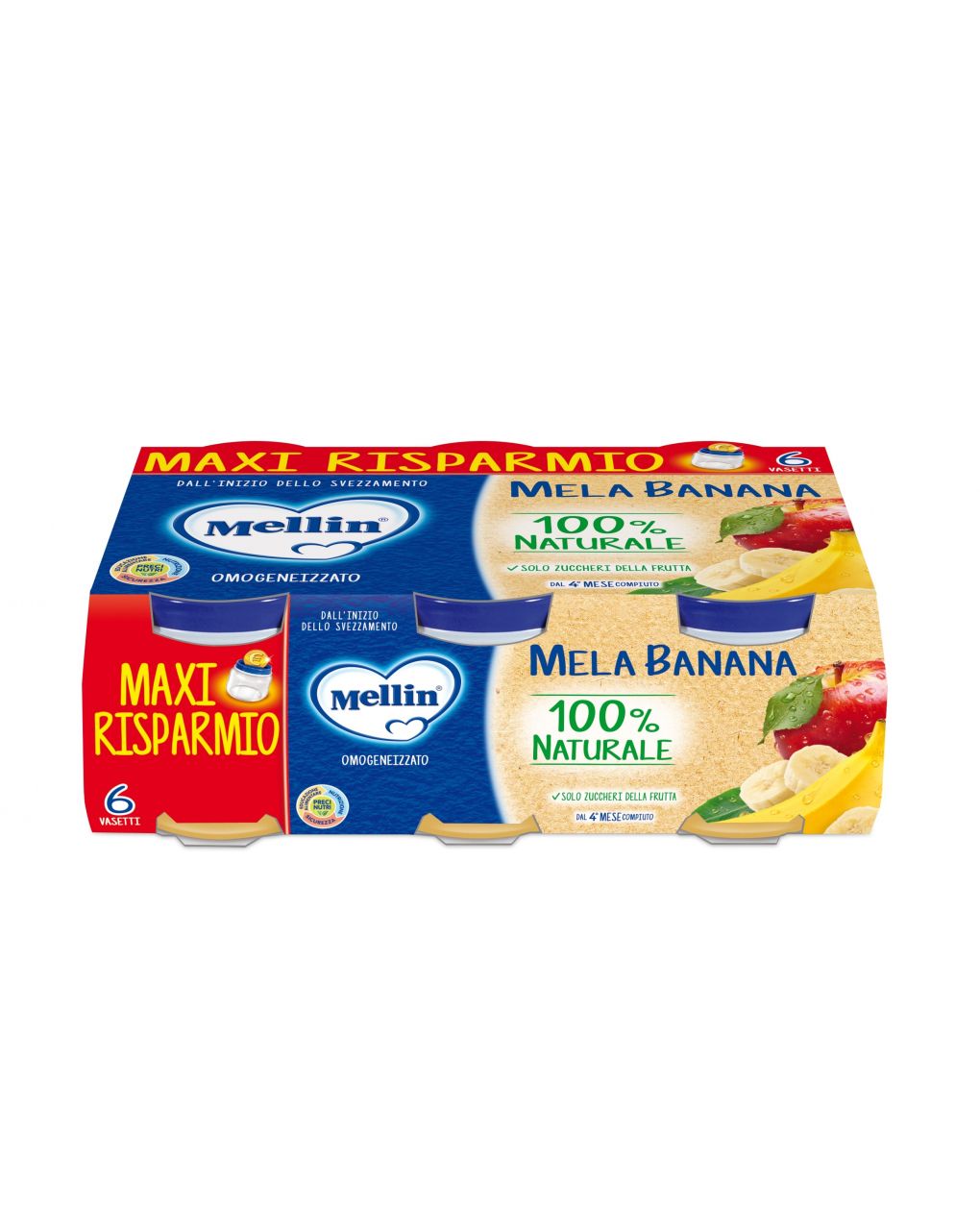 Omogeneizzato mela banana 6x100g - mellin