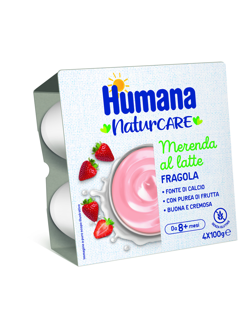 Merenda al latte fragola 4x100g - humana