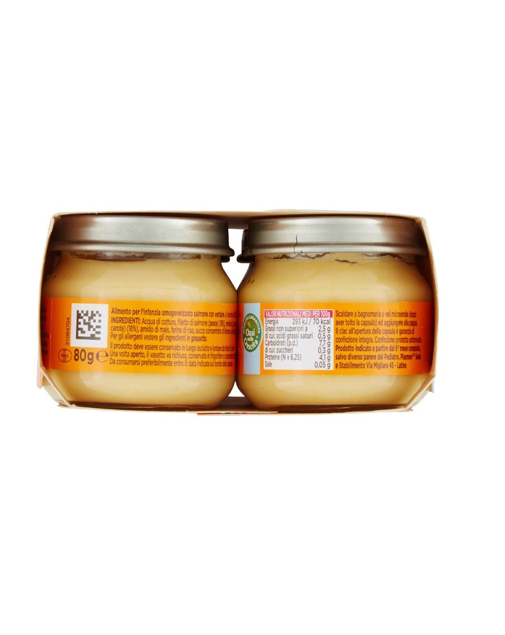 Omogeneizzato salmone e verdure - 4x80g - plasmon