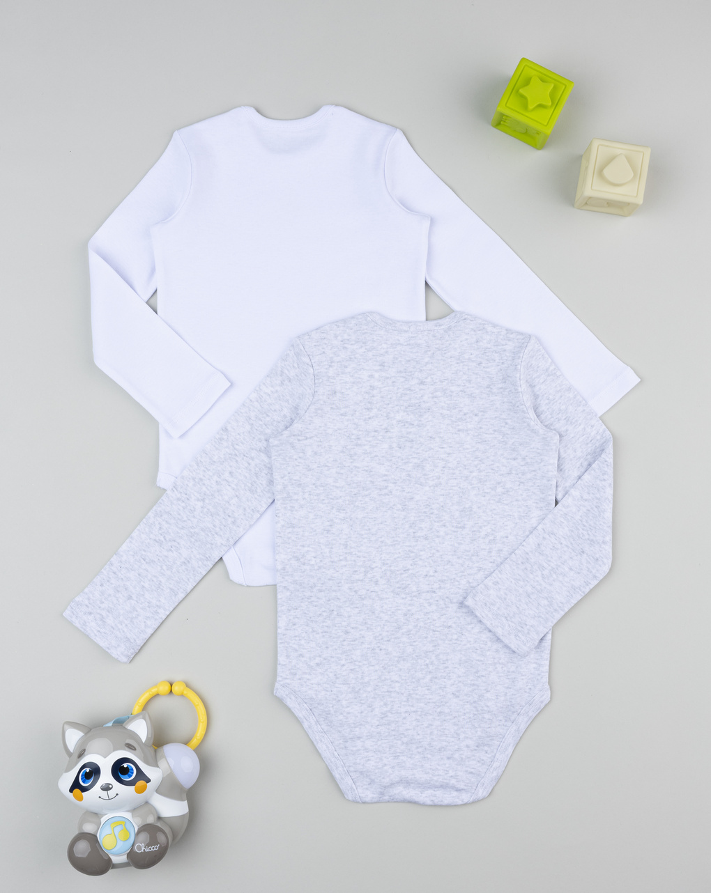 Pack 2 body bimbo bianco/grigio dino