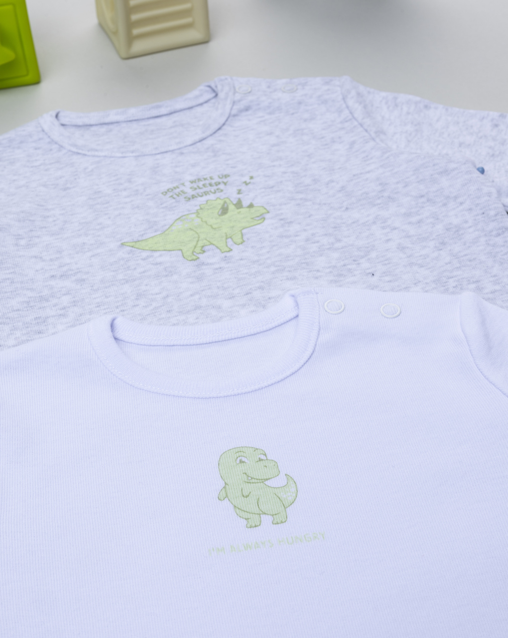 Pack 2 body bimbo bianco/grigio dino