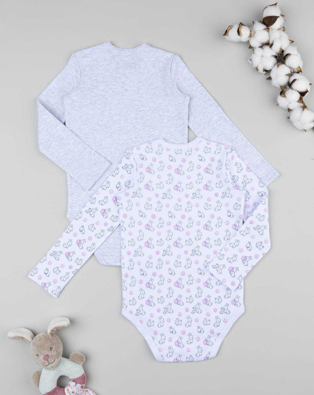 Pack 2 body manica lunga bimba conigli