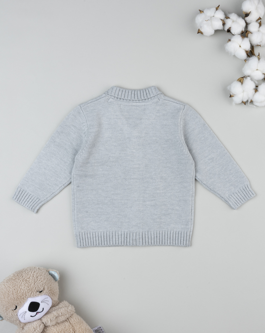 Cardigan bimbo grigio con patch
