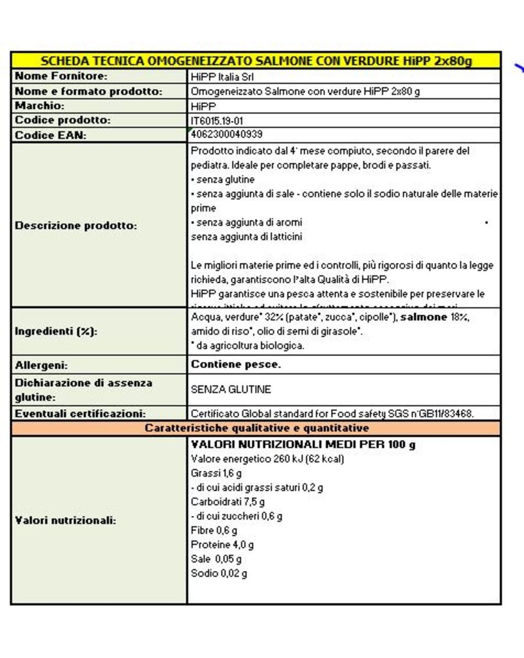 Omogeneizzato salmone con verdure 2x80g - hipp