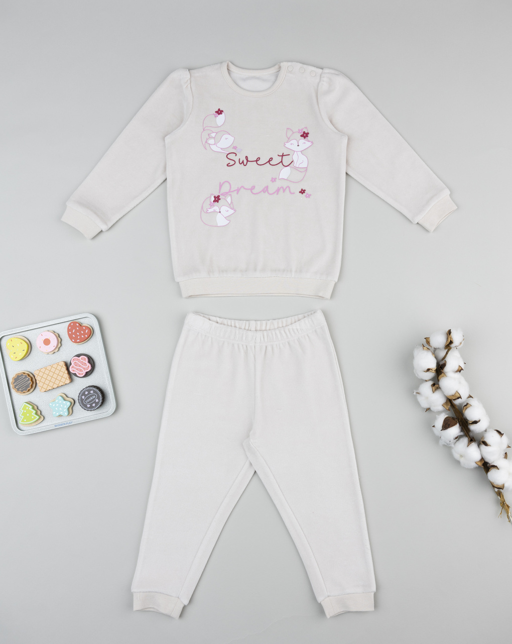 Pigiama bimba beige volpi