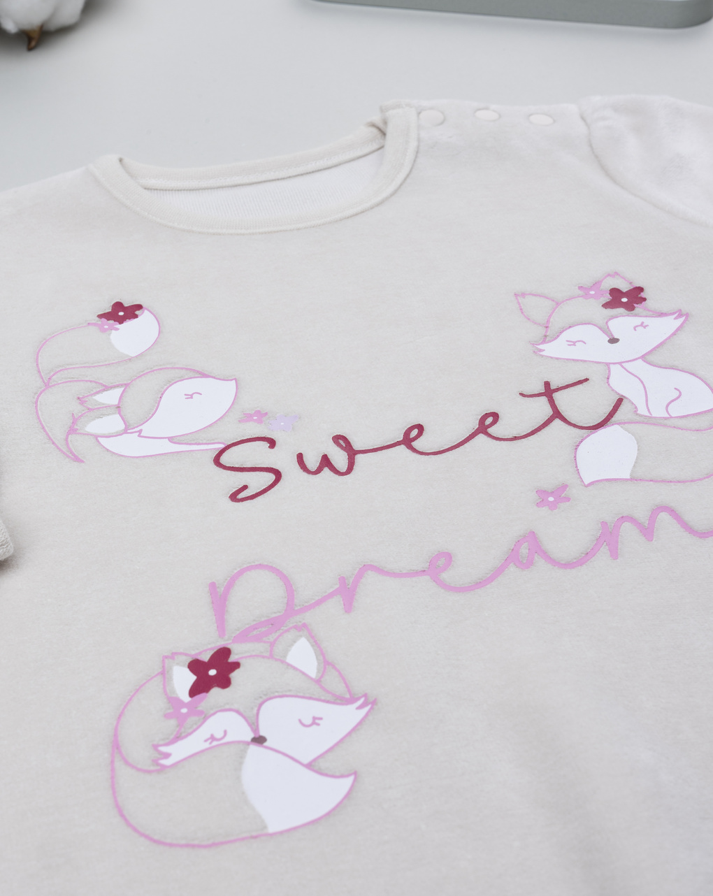 Pigiama bimba beige volpi
