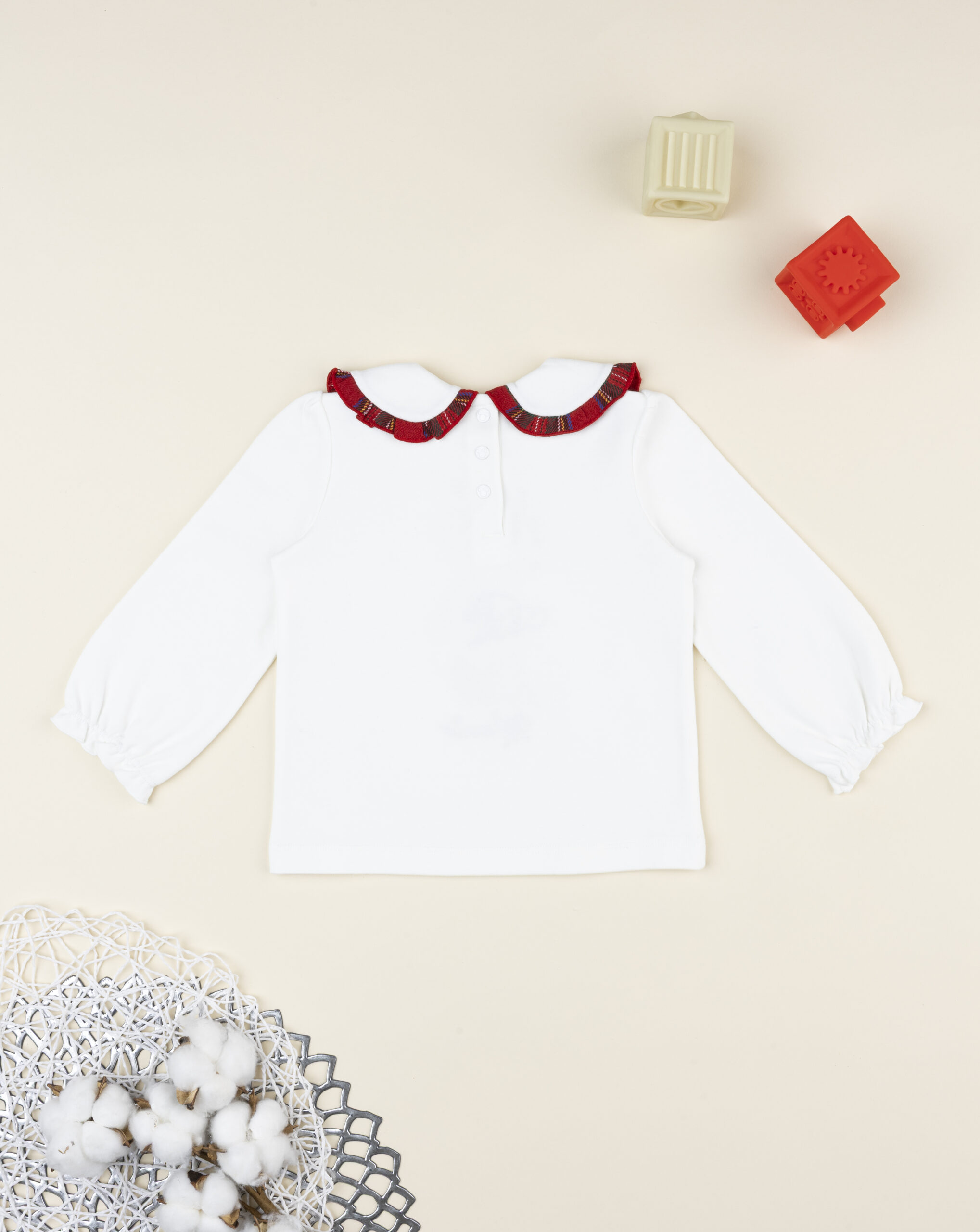 Polo bimba bianca minnie con colletto