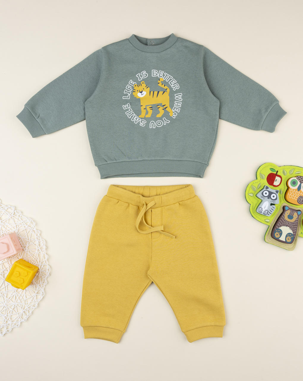 Completo jogging bimbo verde/giallo
