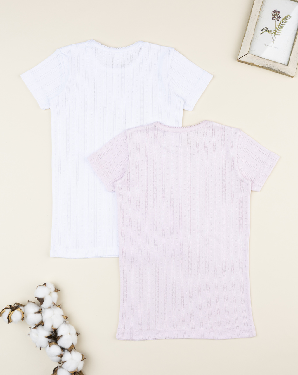 Pack 2 t-shirt bimba bianco/rosa coste