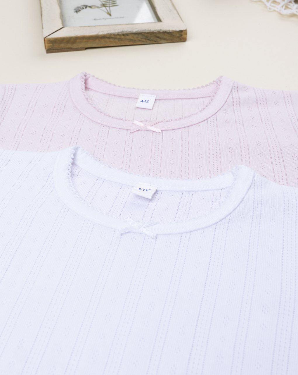 Pack 2 t-shirt bimba bianco/rosa coste