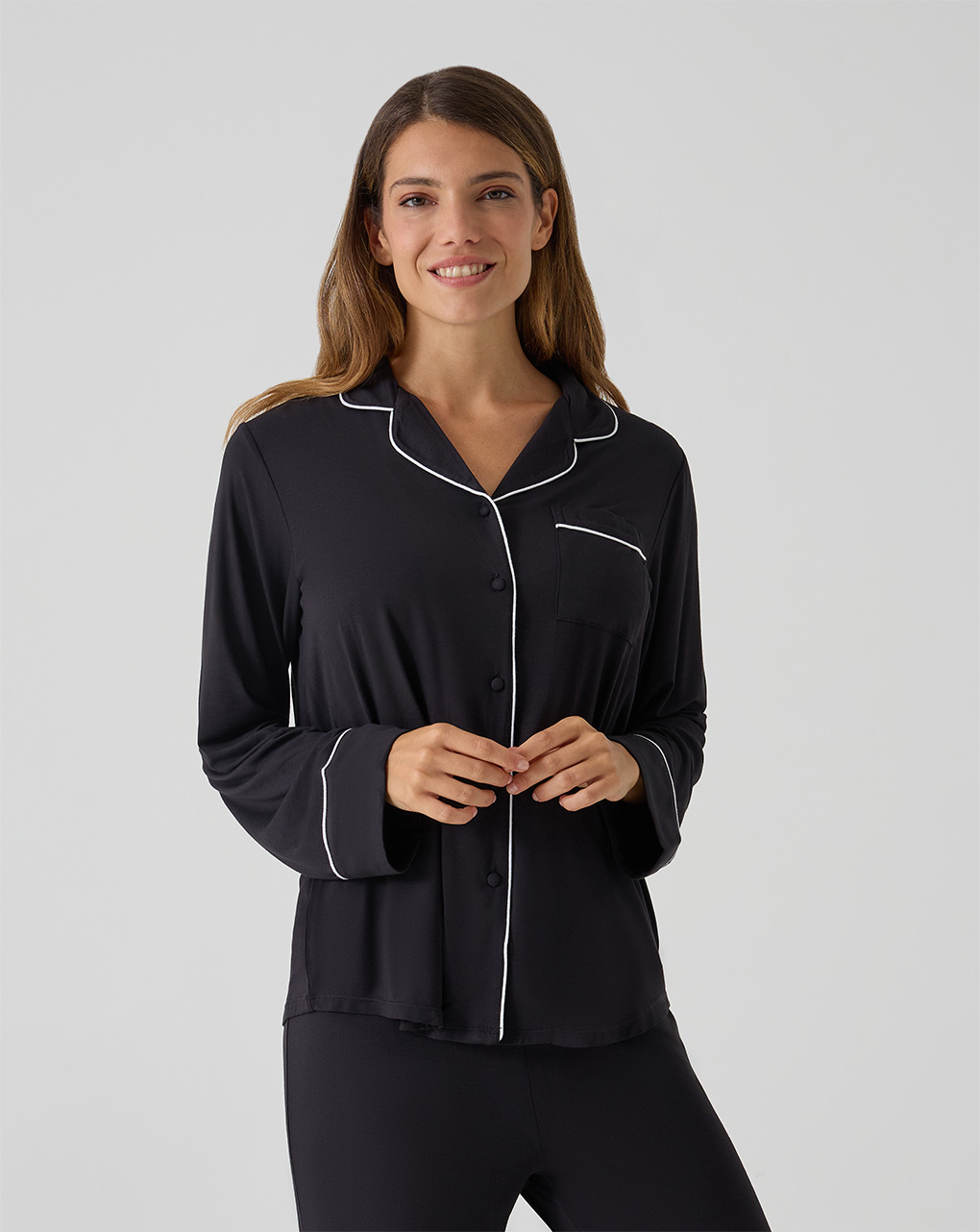 Pigiama due pezzi premaman nero con taschino