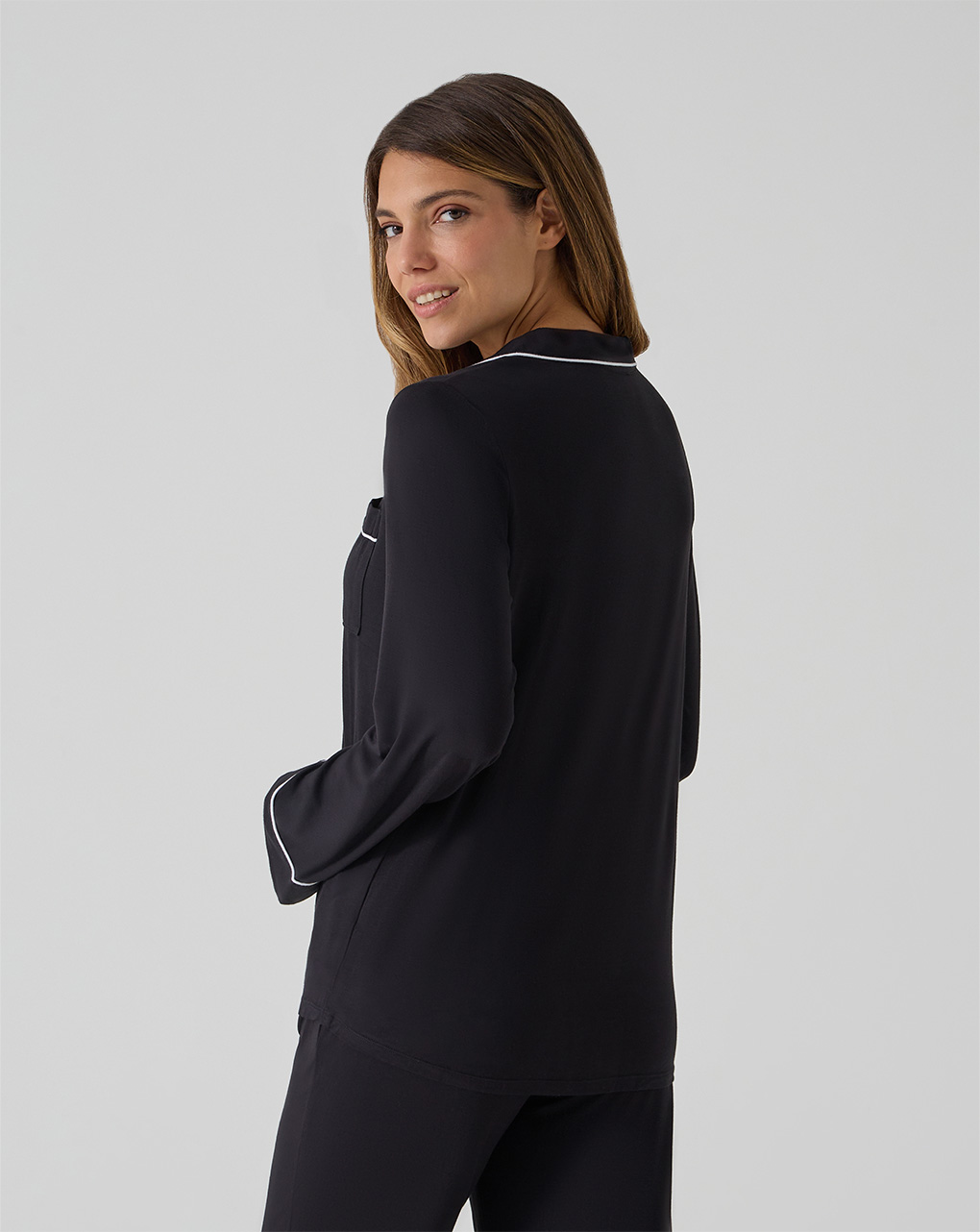 Pigiama due pezzi premaman nero con taschino