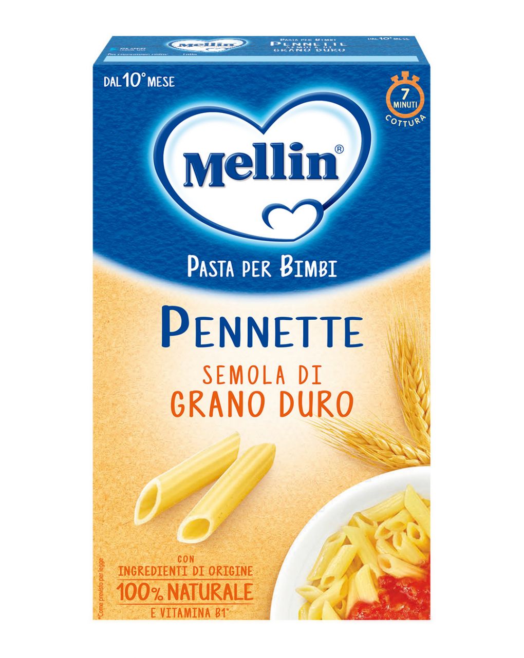 La pasta dei bimbi 100% naturale pennette con farina di semola di grano duro 280g - mellin