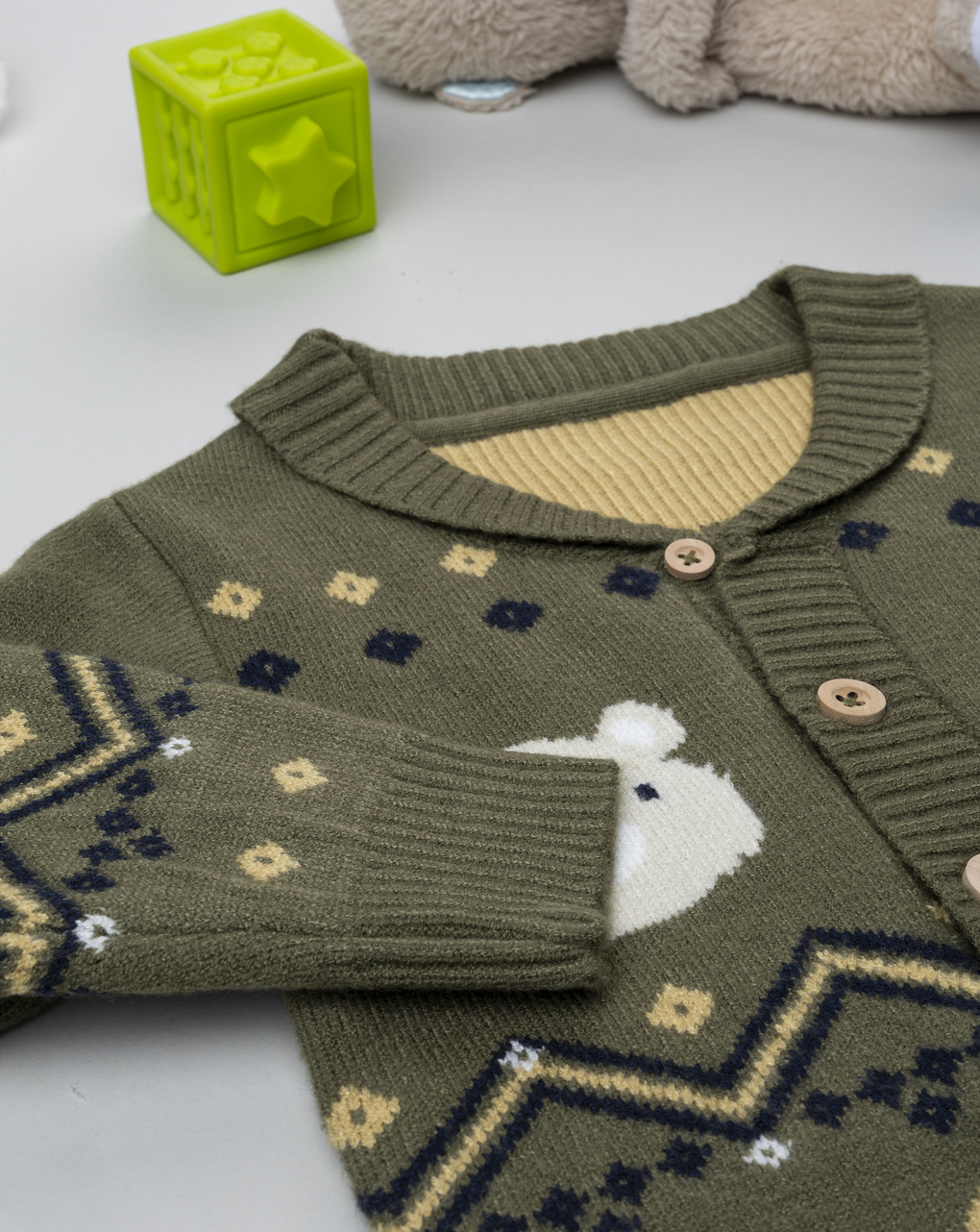 Cardigan bimbo verde ricami