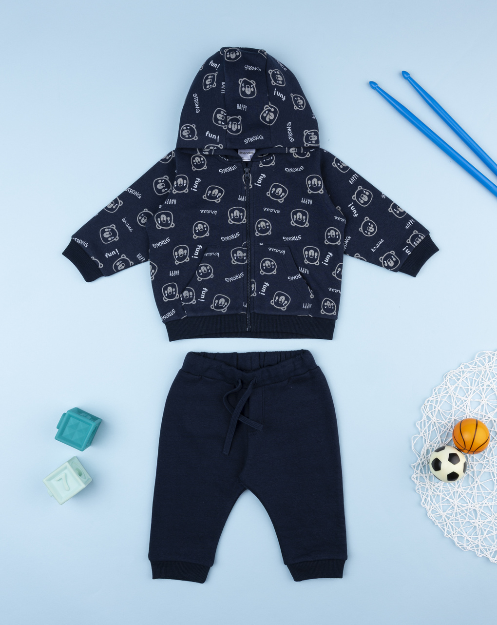 Completo jogging bimbo blu orsetti allover