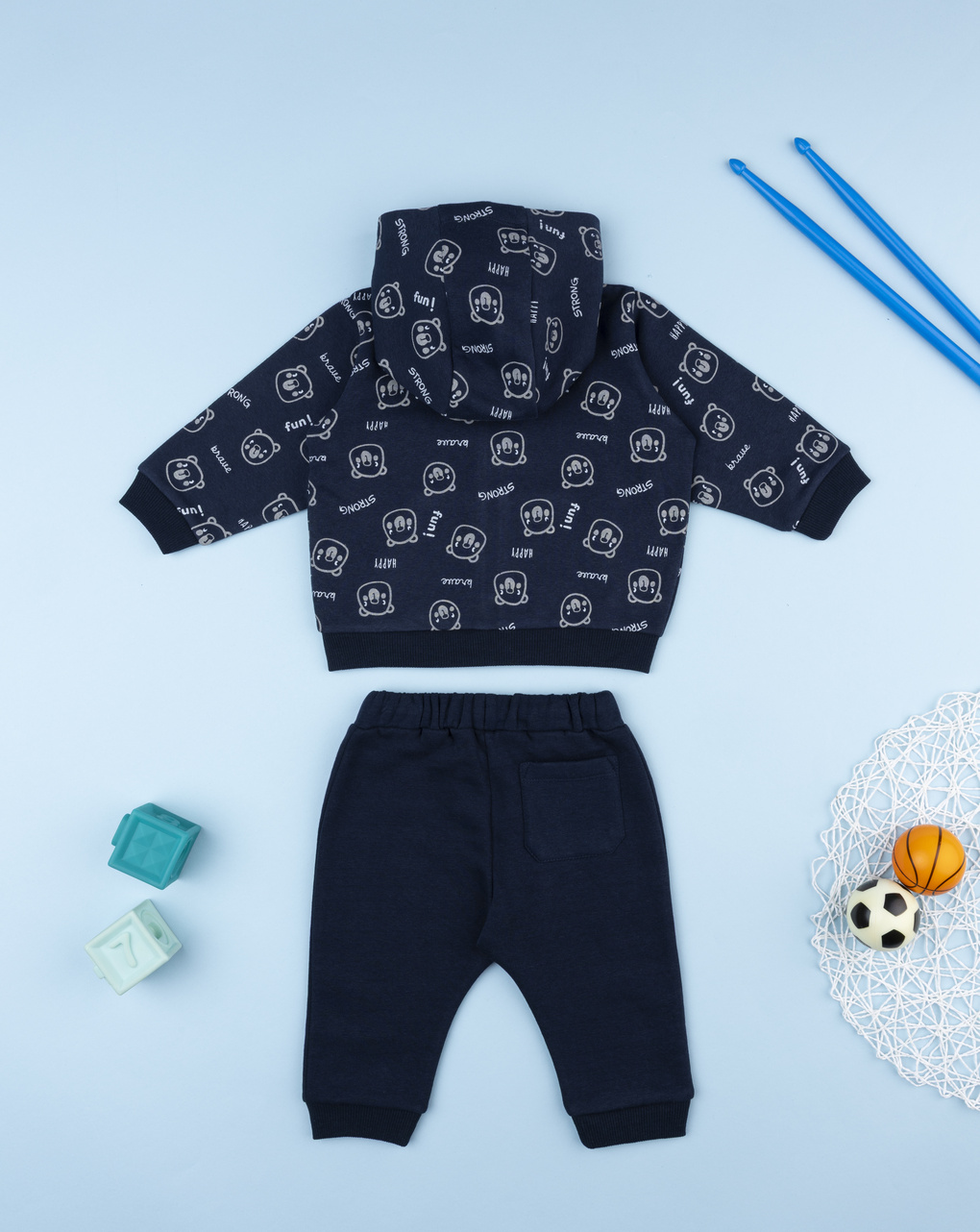 Completo jogging bimbo blu orsetti allover