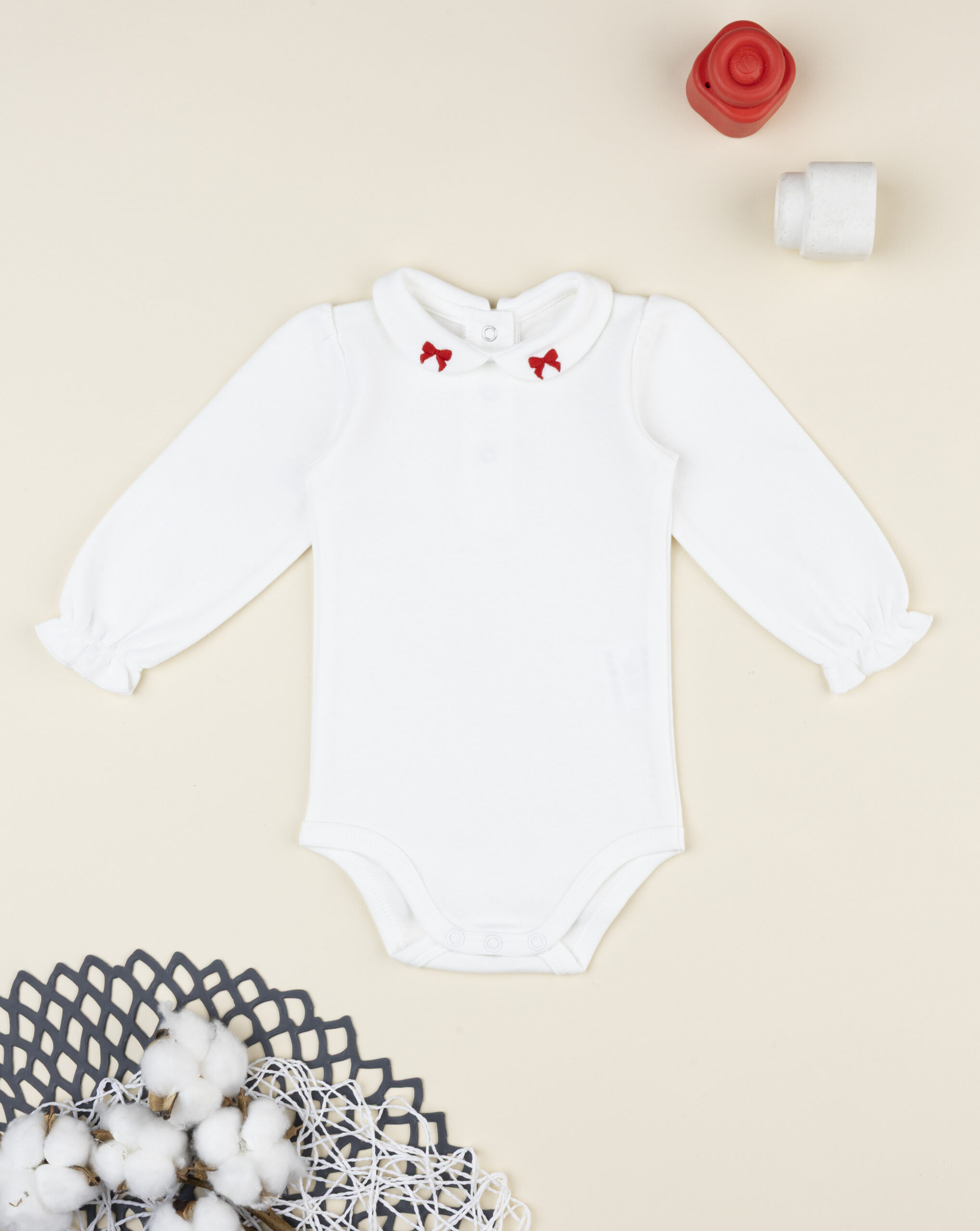 Body bimba bianco ricamato