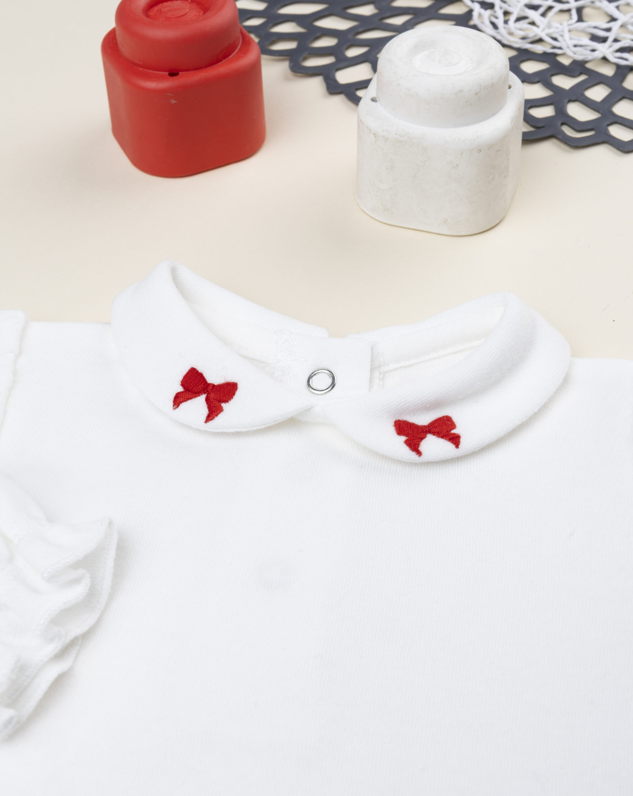 Body bimba bianco ricamato