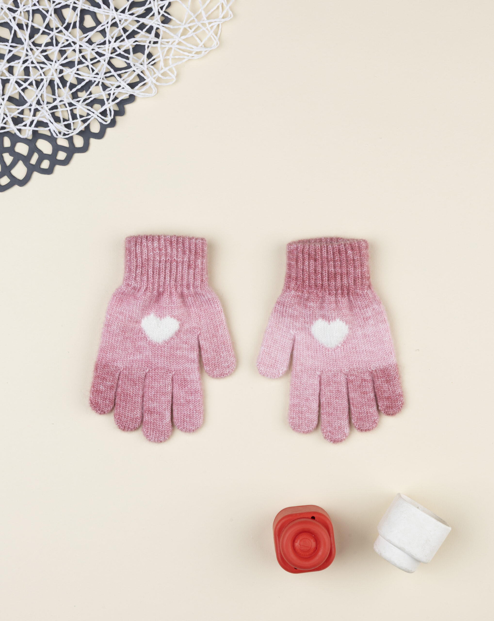 Guanti bimba rosa cuore