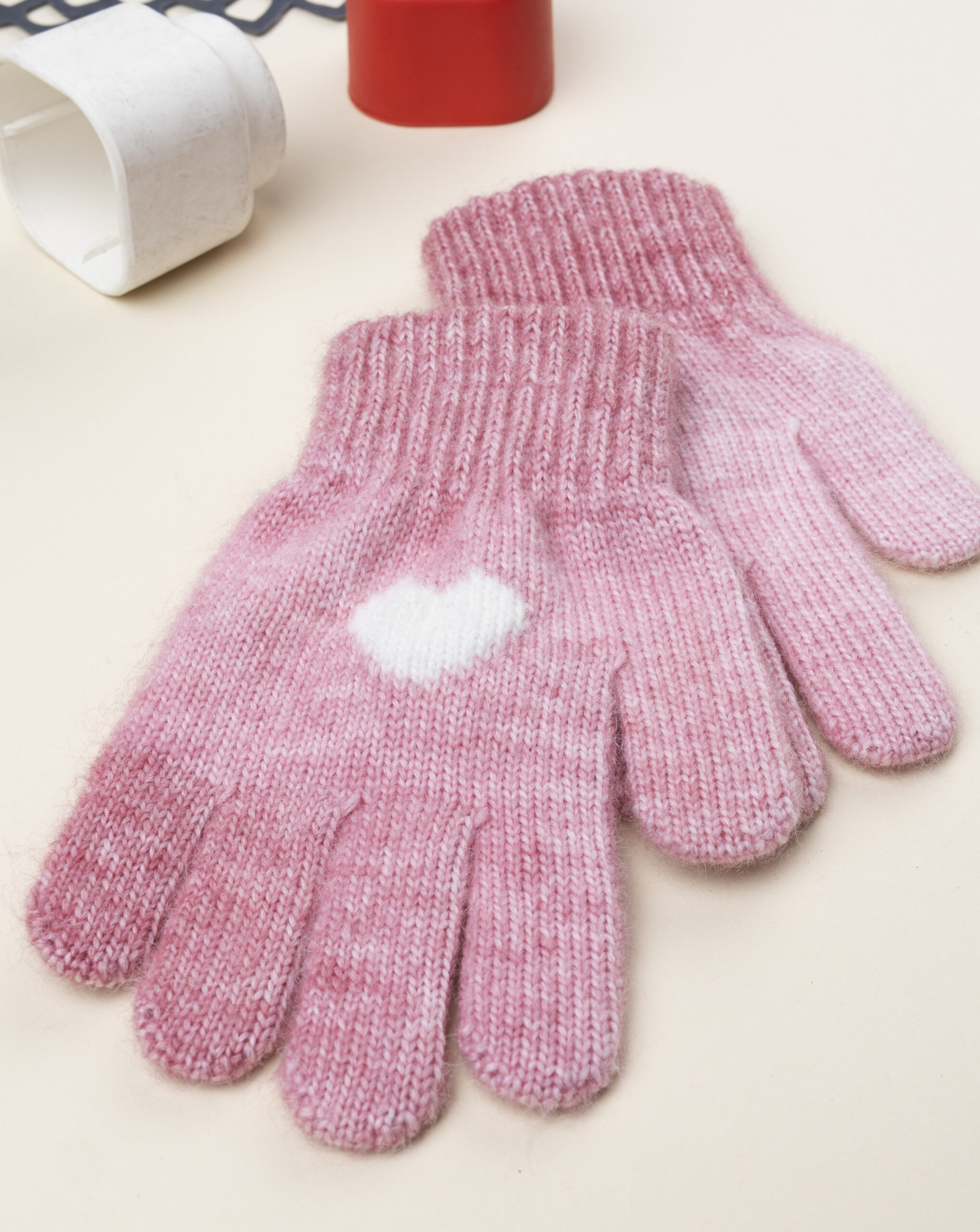 Guanti bimba rosa cuore