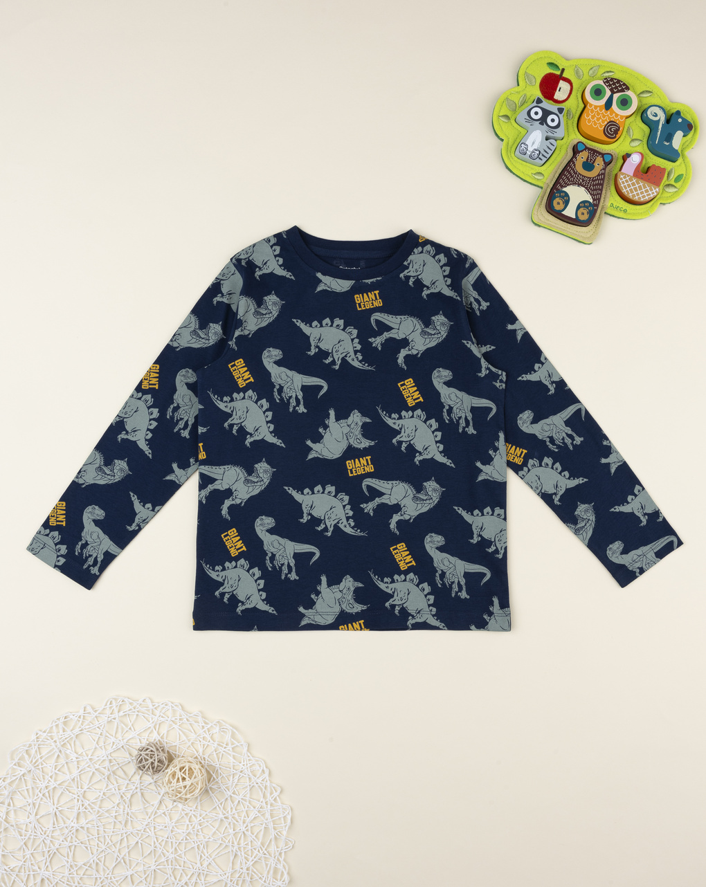 T-shirt bambino blu dino allover