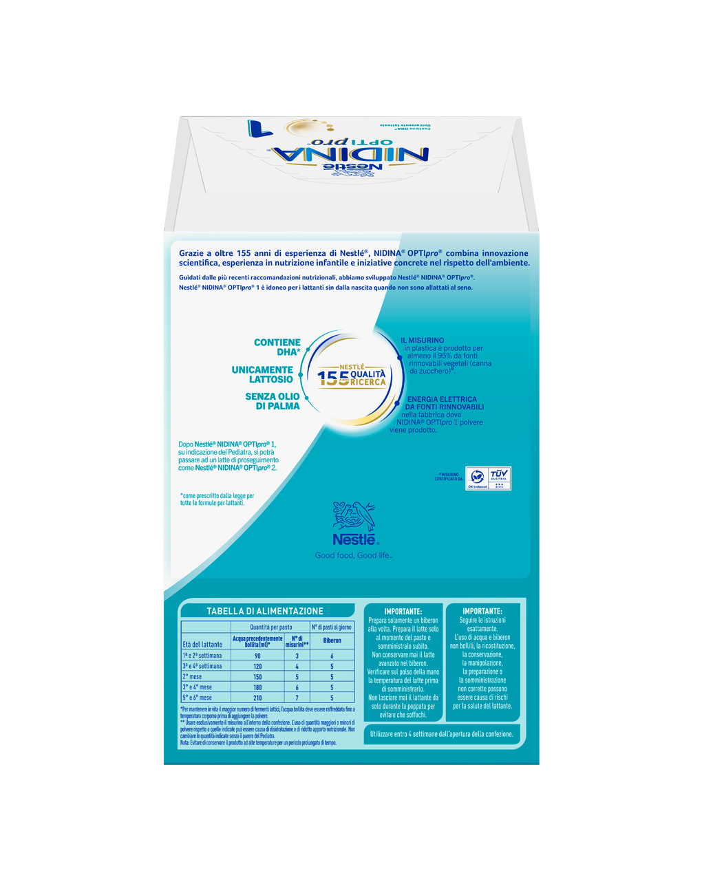 Nidina optipro 1 dalla nascita latte in polvere - 1.2 kg (2x600g) -nestlé