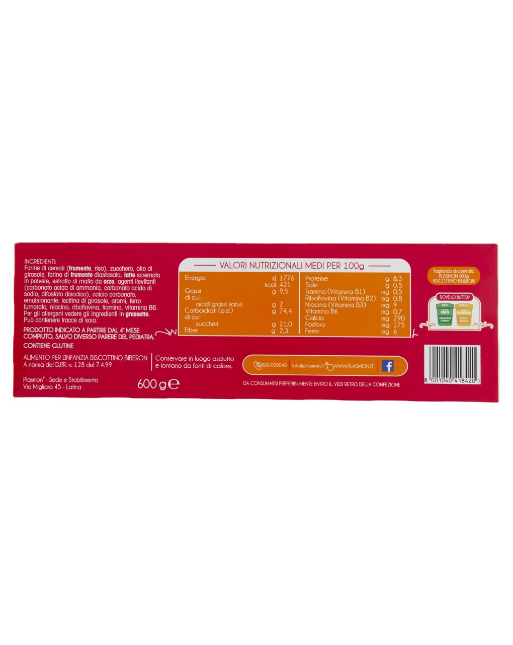 Biscotto biberon primi mesi 600g - plasmon