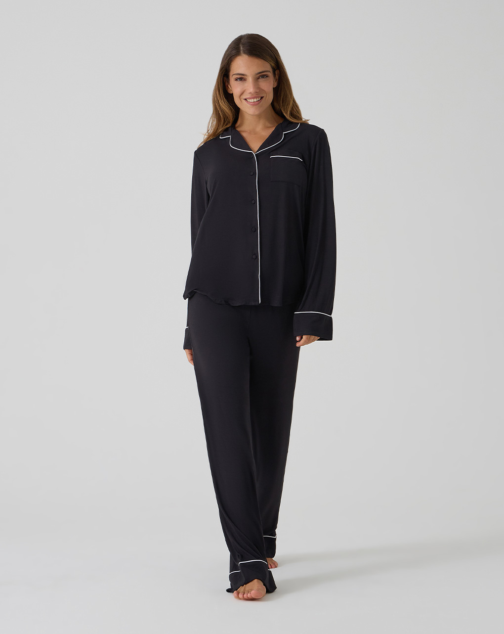 Pigiama due pezzi premaman nero con taschino