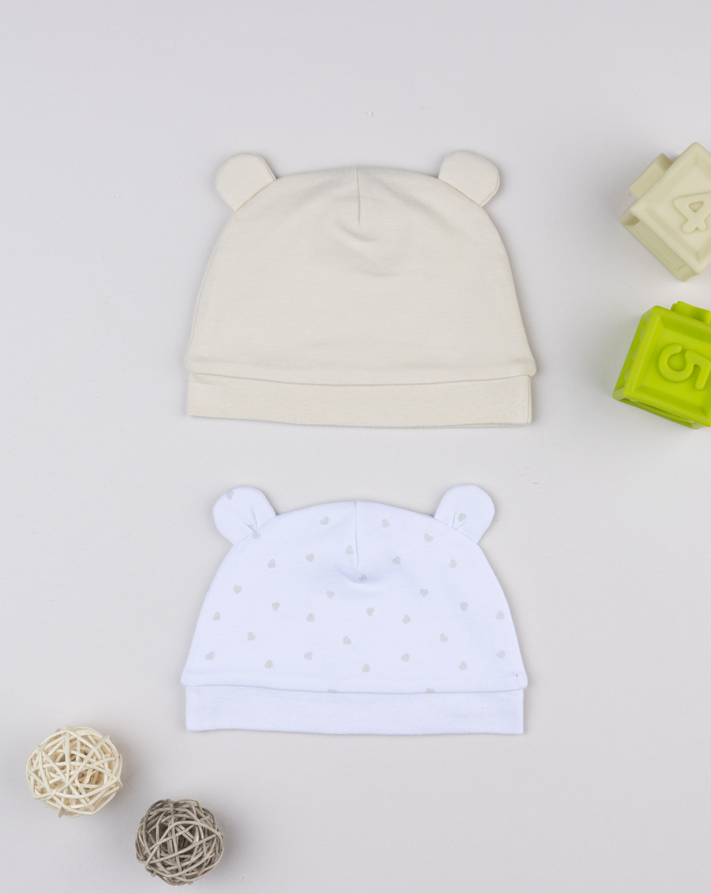 Pack 2 berretti neonata panna/beige- corredino