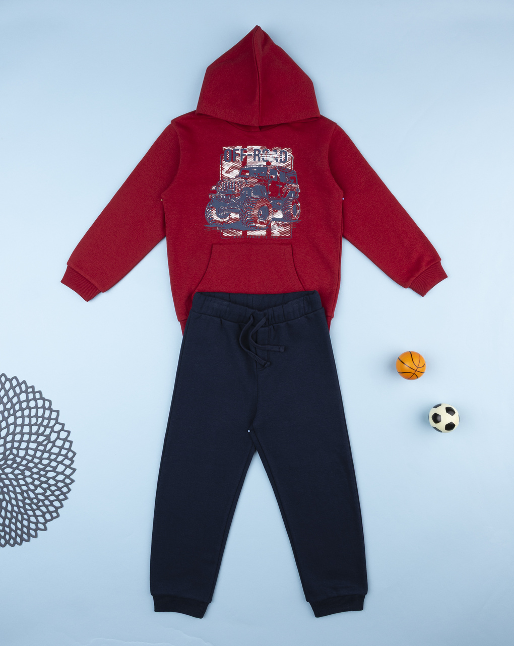 Completo jogging bimbo bordeaux/blu