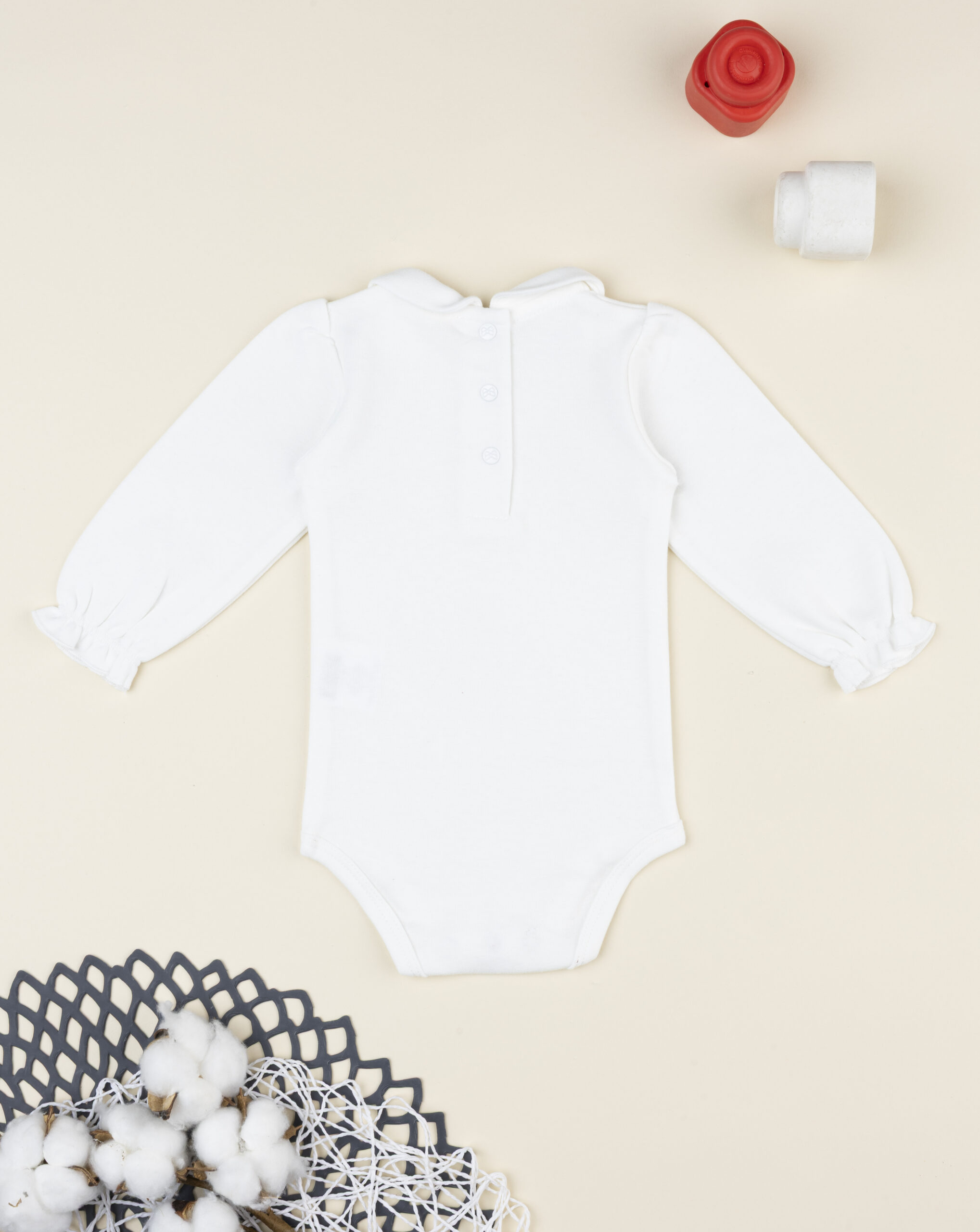 Body bimba bianco ricamato