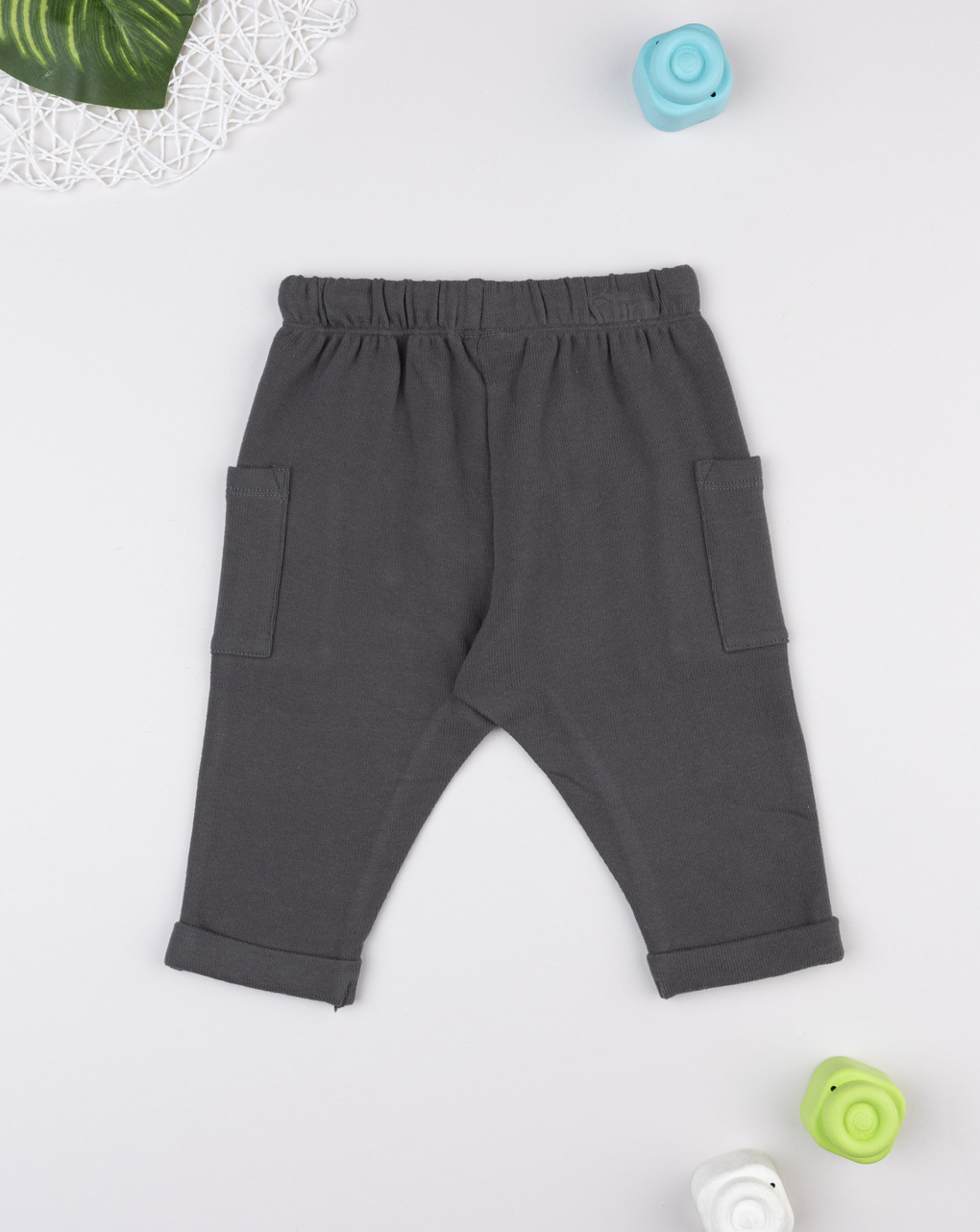 Pantalone bimbo grigio con tasche