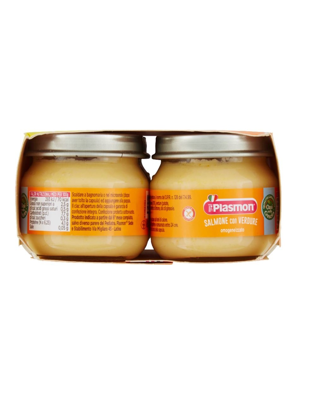 Omogeneizzato salmone e verdure - 4x80g - plasmon