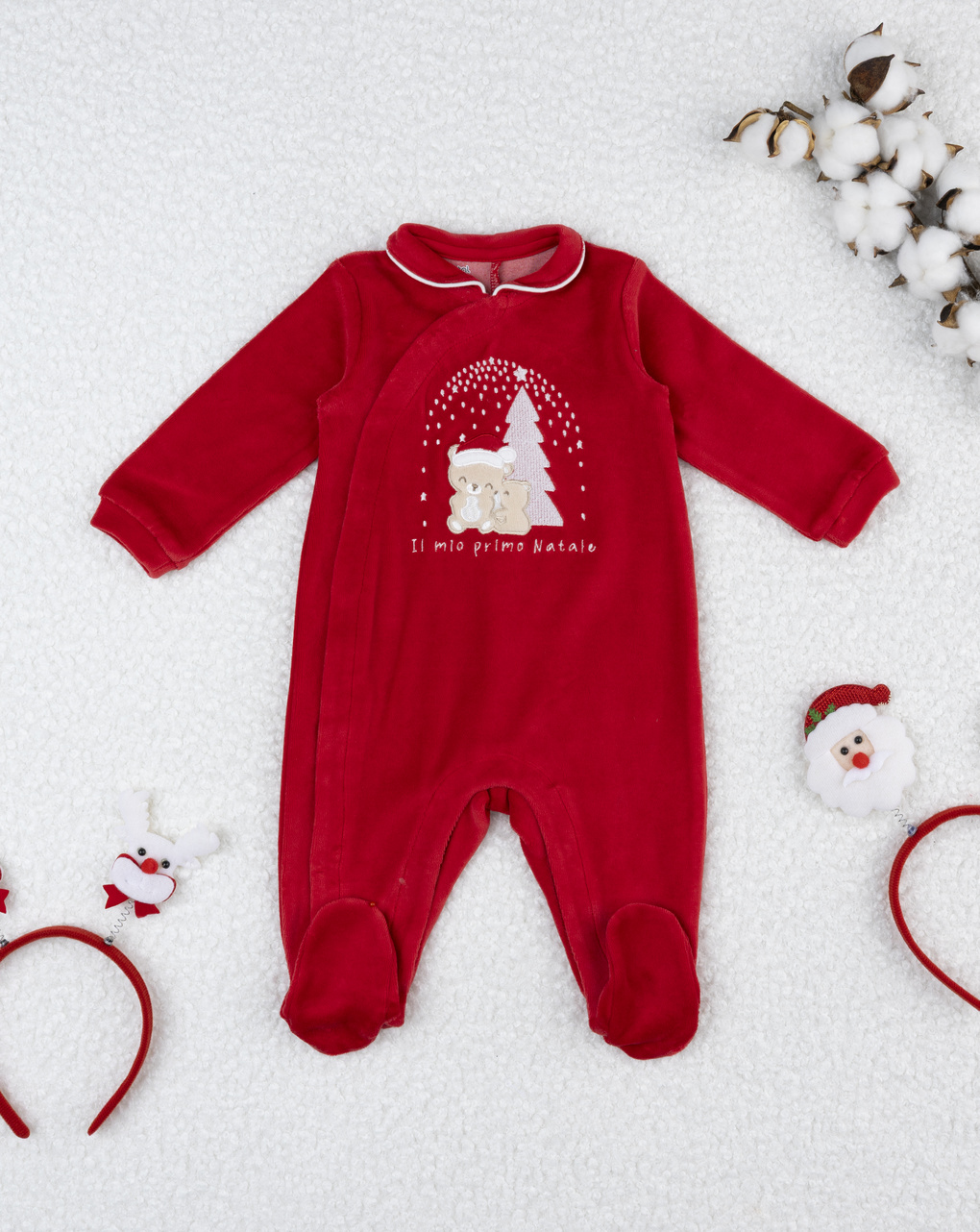 Tutina neonato natale rossa con ricamo