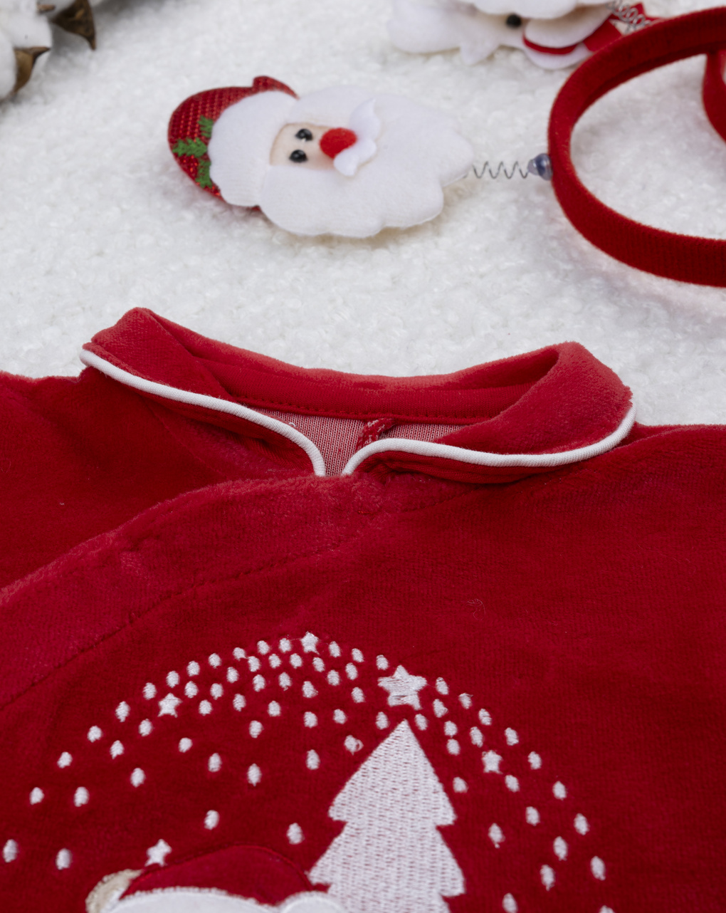 Tutina neonato natale rossa con ricamo