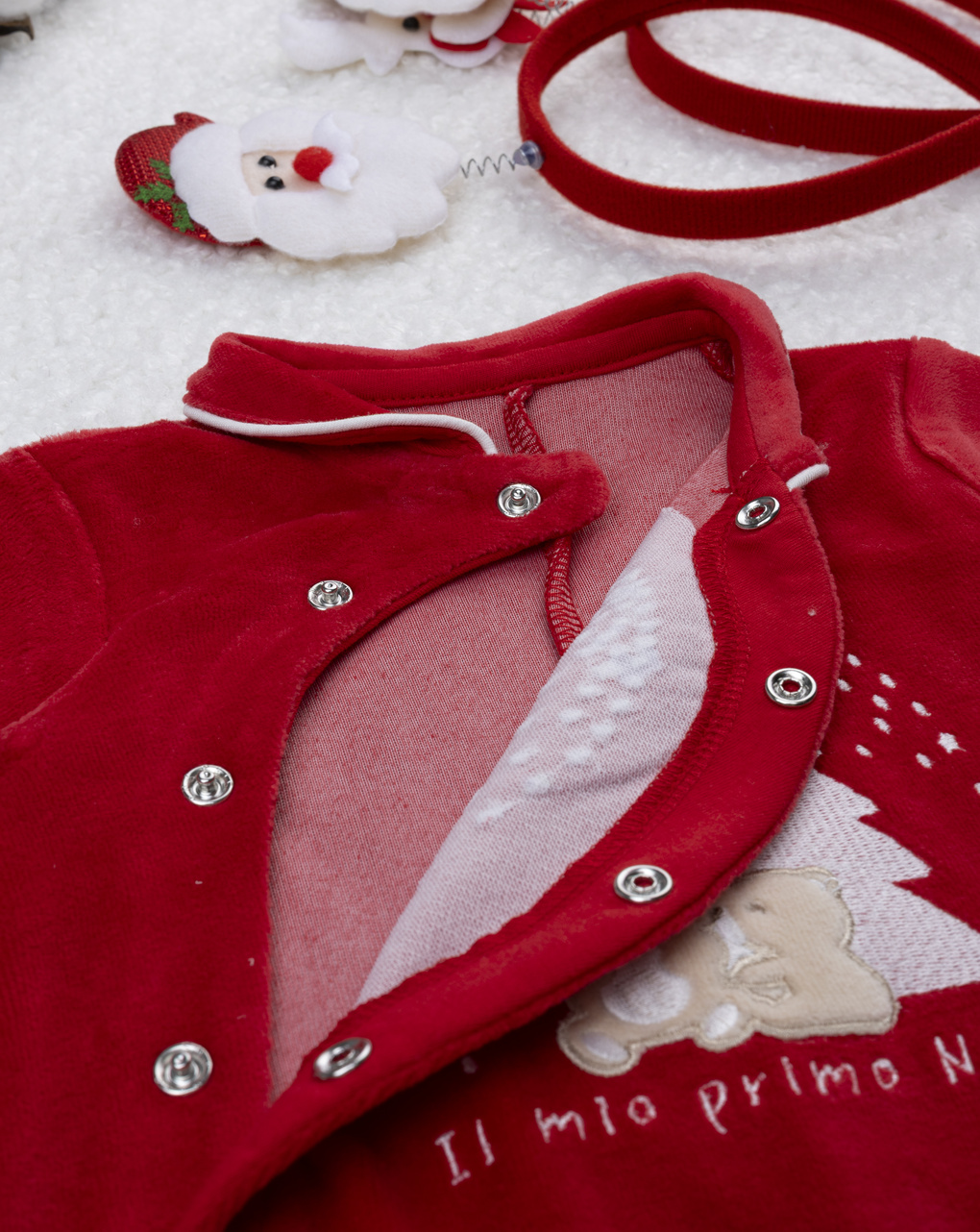 Tutina neonato natale rossa con ricamo