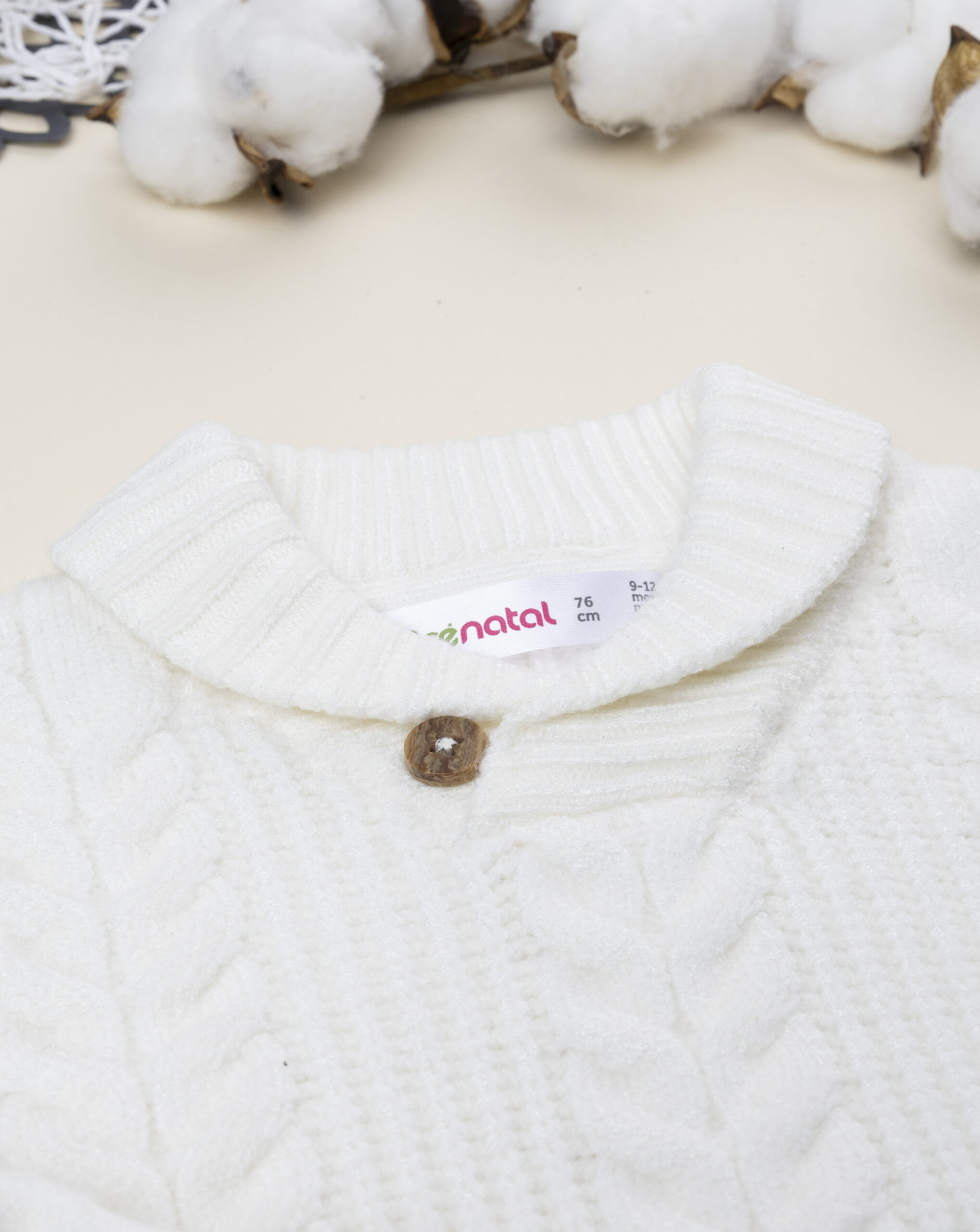 Maglia tricot bimbo bianca patch sul braccio