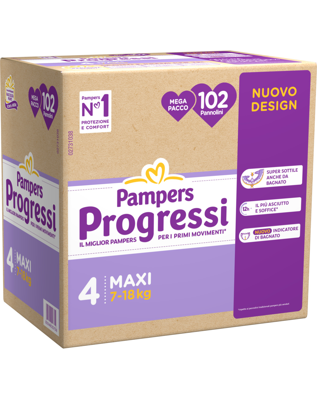 Progressi taglia 4 maxi pacco scorta x102 - pampers