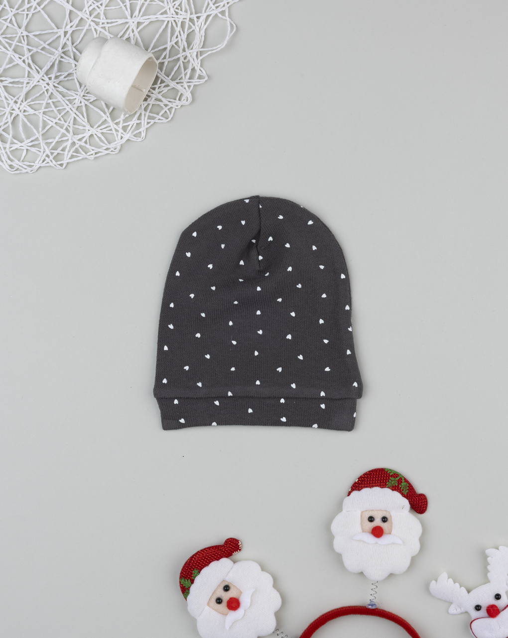 Cappello bimba grigio cuori allover