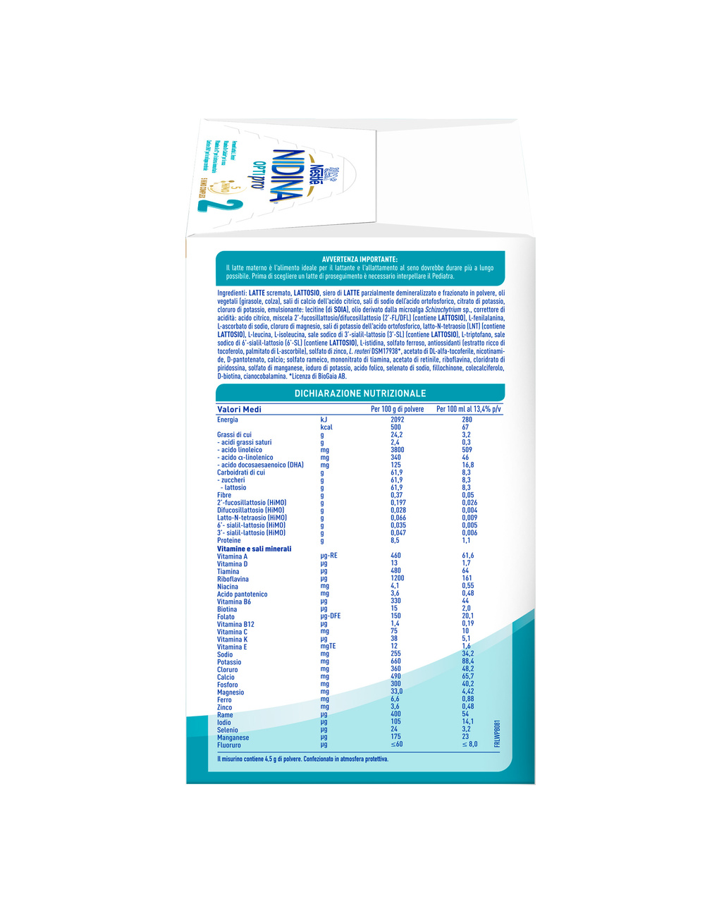 Nidina optipro 2 da 6 mesi, latte di proseguimento in polvere, 1,2 kg (2x600g) - nestlé