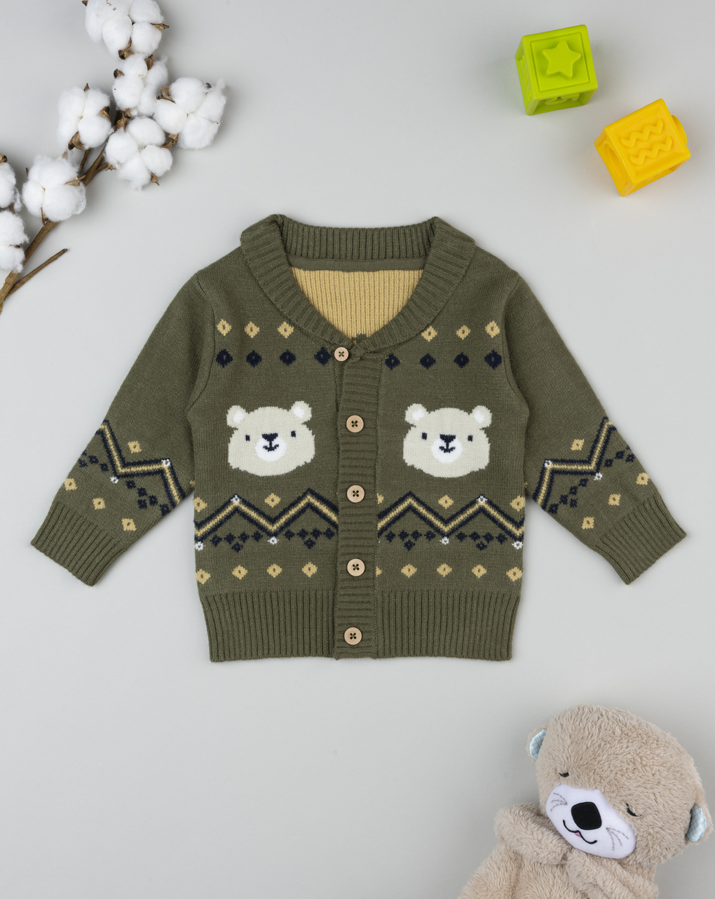 Cardigan bimbo verde ricami