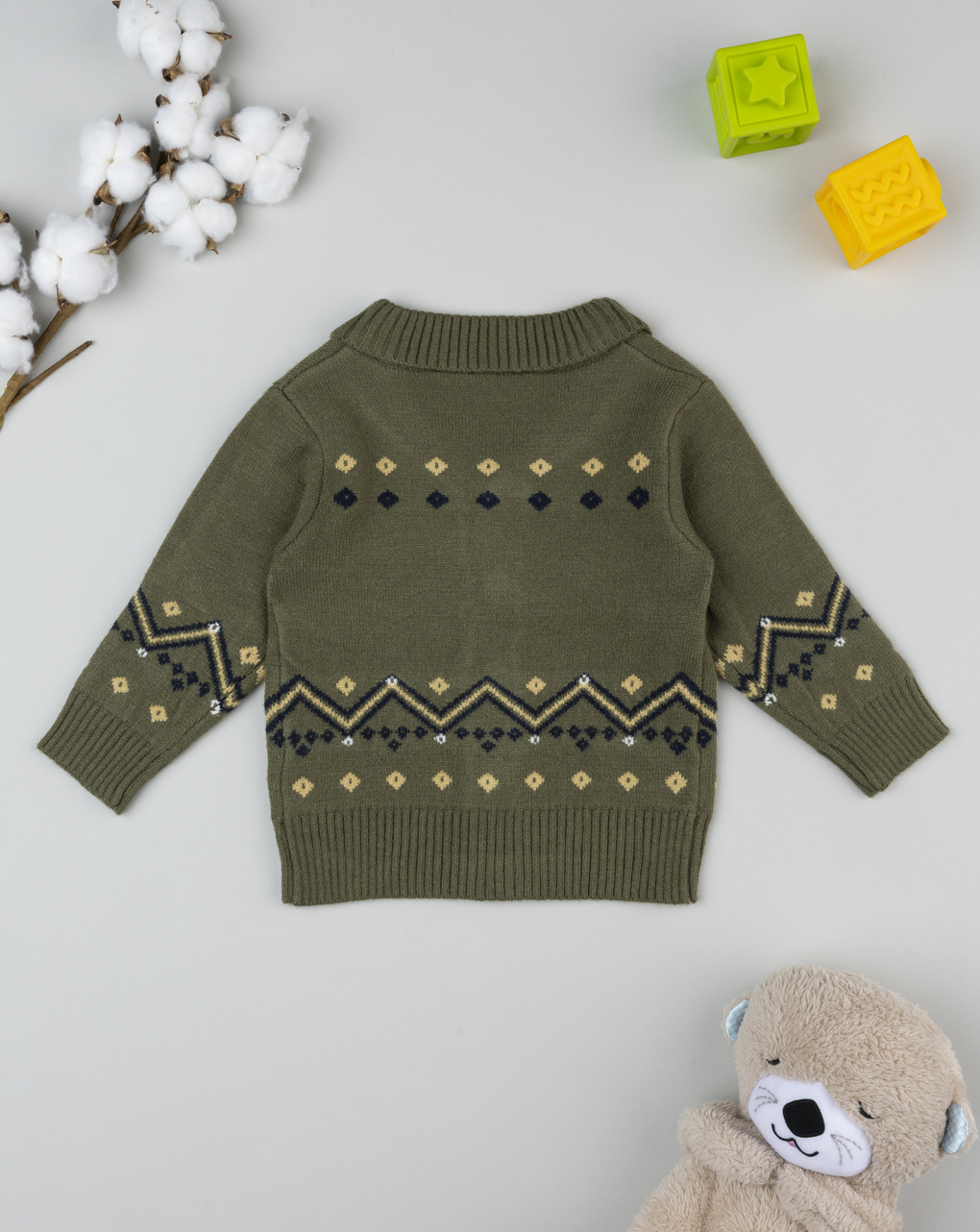 Cardigan bimbo verde ricami