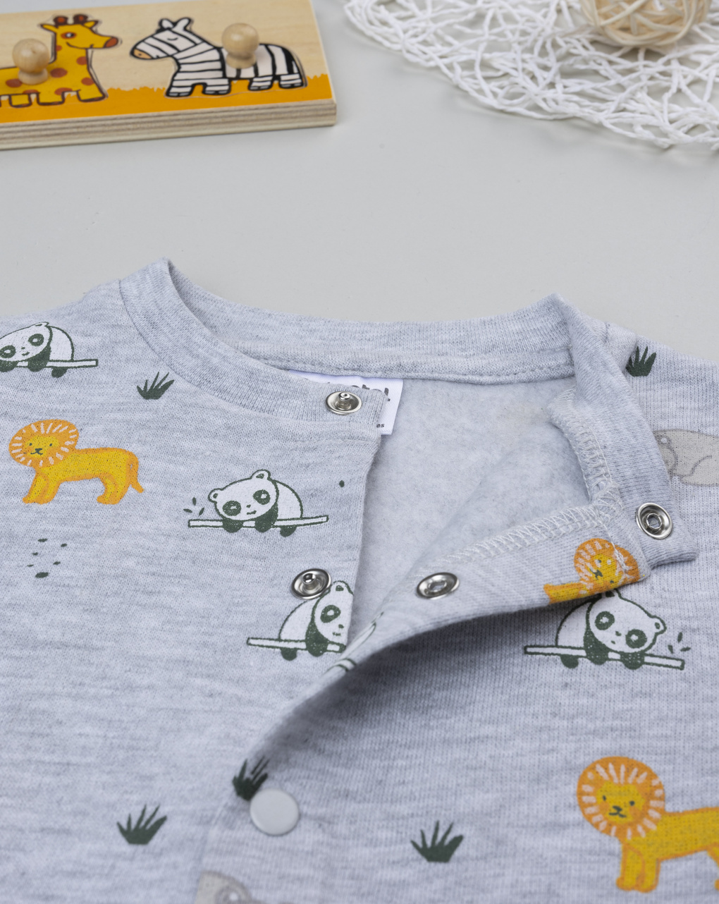 Pigiamone bimbo grigio stampato