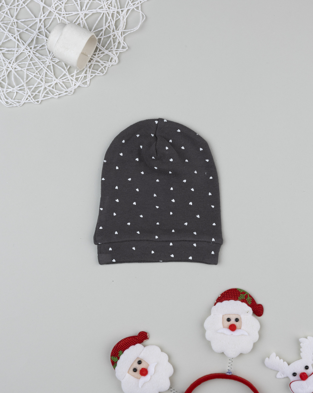 Cappello bimba grigio cuori allover
